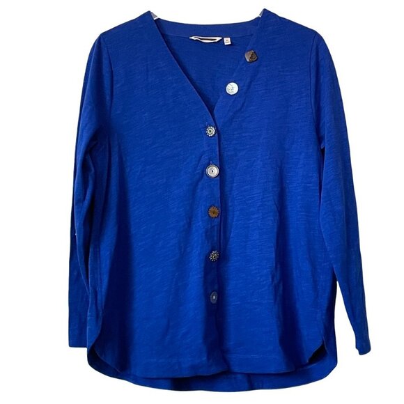 NEW Soft Surroundings Cobalt Blue Mismatched Embellished Button Top Sz. M - Picture 1 of 7